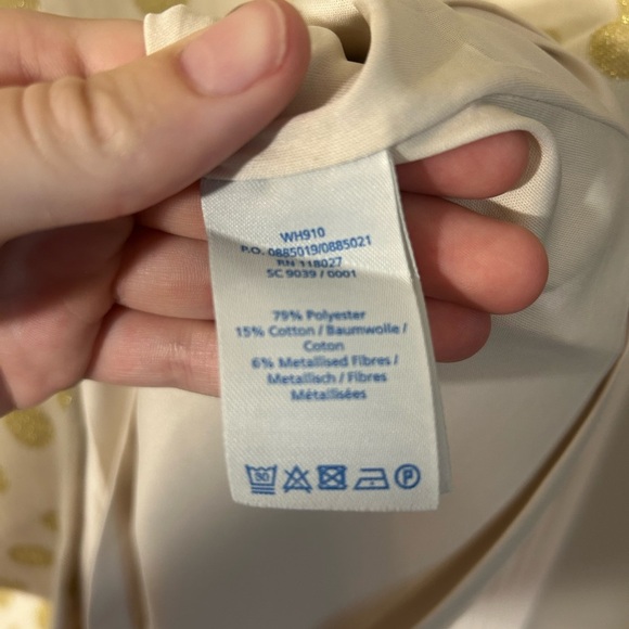 Boden‎ White and Gold Polka Dot Long Sleeve Dress Size 16 - Picture 4 of 7